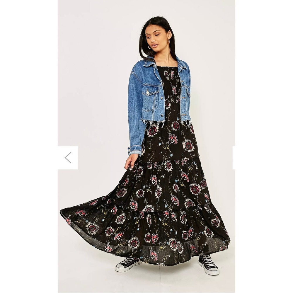 Intimately‎ Free People XS Maxi Dress Black Garden Party Boho Tiered